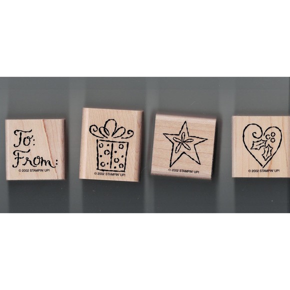 2002 Stampin' Up! Lot of 4 Hardwood Backed Pink Rubber Stamps - Picture 1 of 7